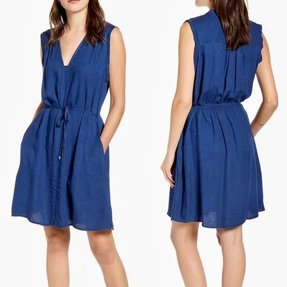 NWT Splendid Willow Tie-Waist Dark Wash Dress - Picture 1 of 13
